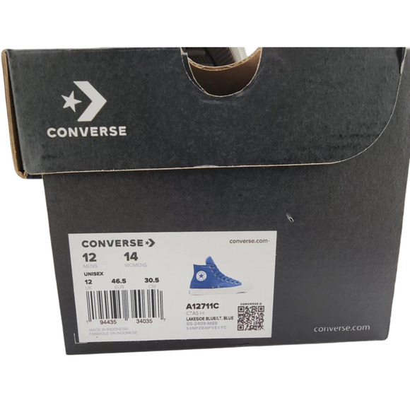 Converse Chuck Taylor All Star High Top Mens 12 Womens 14 Lakeside Blue A12711C main image 5